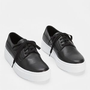 Eileen Fisher Prop Platform Sneaker black leather oxford tie lace up size 8.5